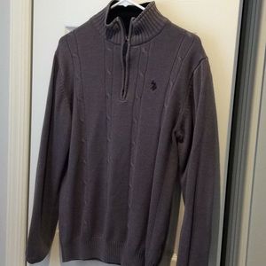 Grey Polo Assoc. sweater with fleece lined neck